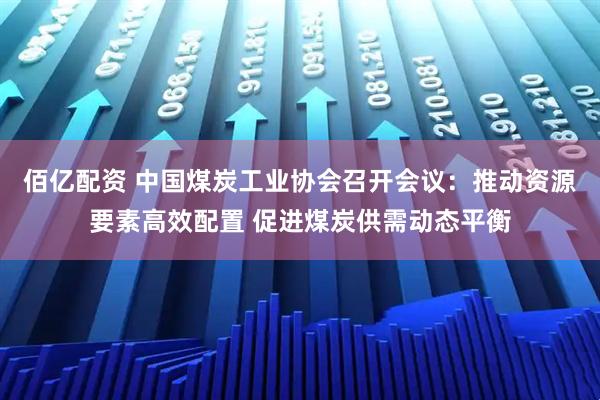 佰亿配资 中国煤炭工业协会召开会议：推动资源要素高效配置 促进煤炭供需动态平衡