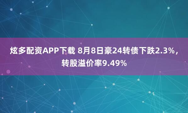 炫多配资APP下载 8月8日豪24转债下跌2.3%，转股溢价率9.49%